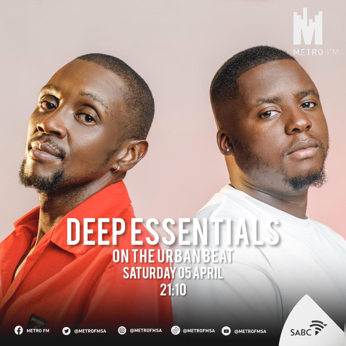 monatemediasa's tweet image. [LISTEN]

Deep Essentials (@deepessentials1) is on @METROFMSA&apos;s The Urban Beat tonight at 21:10

📻 96.4 FM
🌍 metrofm.co.za/metro-fm/liste…

#DeepEssentials
#TheUrbanBeat
#MetroFM
#MonateMedia