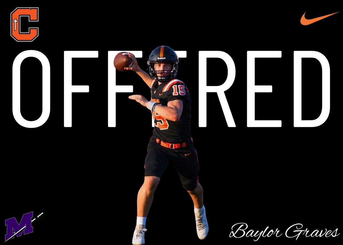 CHS Football (@curdogfootball) on Twitter photo Congratulations to 2026 QB Baylor Graves for receiving an offer from Millsaps.
#OnTheLine | .<a href="/baylor_graves/">Baylor Graves</a> Congratulations to 2026 QB Baylor Graves for receiving an offer from Millsaps.
#OnTheLine | .<a href="/baylor_graves/">Baylor Graves</a>
