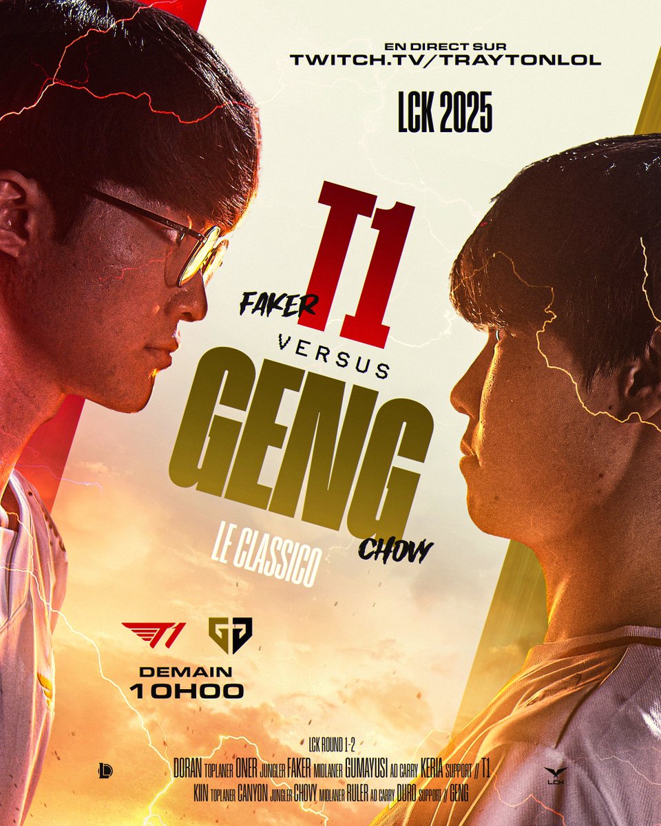 TraYt0N's tweet photo. T1 VS GEN.G 10H DIMANCHE https://t.co/3V51Ij5zQF