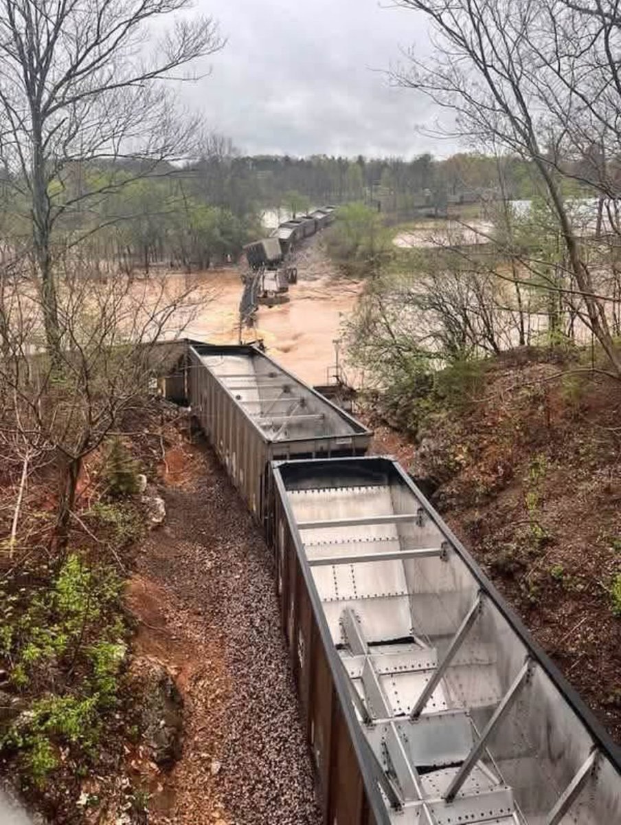 Y'all, it's bad in Arkansas. Trees down everywhere, roads and towns are flooded. Roads are destroyed. The tornado damage is small compared to all the flooding. I can't even get to my mom and sister. I don't think I can even get home. Tornado near my home now.