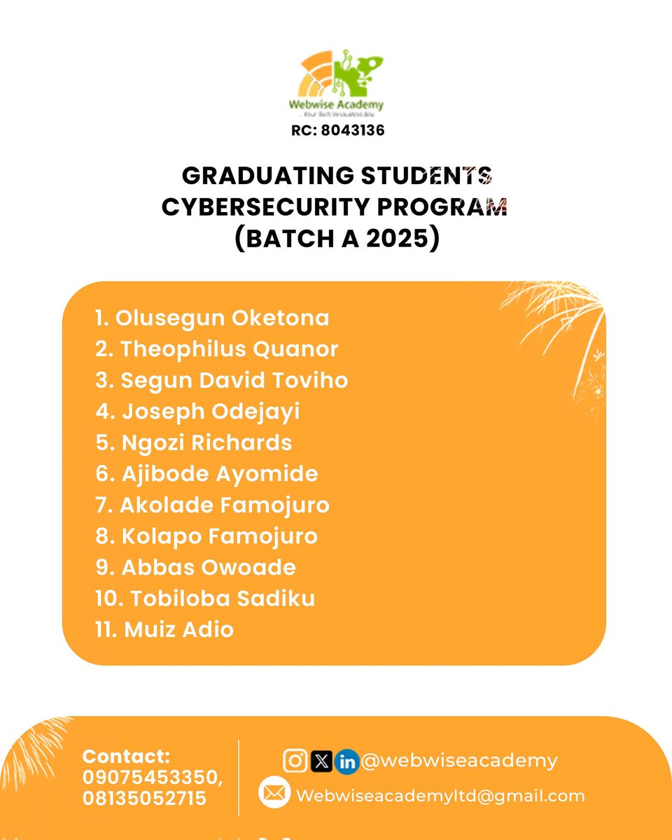 webwiseacademy's tweet image. Exciting news! Our Batch A2025 Cybersecurity students have completed their hands-on experience program, earning the Webwise Academy Certification. Congratulations to our graduates! Batch B2025 starts later this month. Inquiries welcome! #Cybersecurity #WebwiseAcademy
