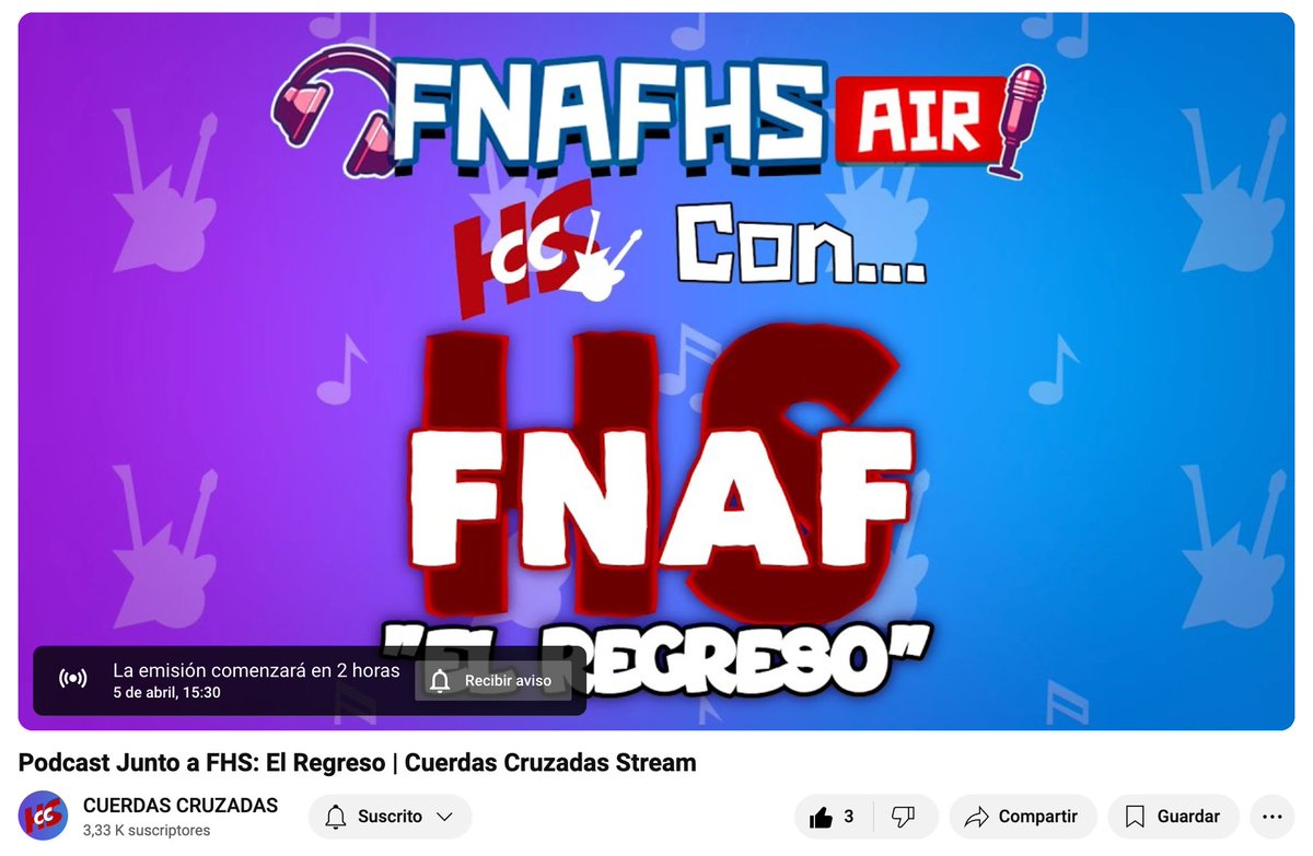FHS_ElRegreso's tweet photo. ¡LOS ESPERAMOS HOY A LAS 3:30PM EN LA TRANSMISIÓN! 💖🎤

Link: https://t.co/tNbN54bCvC

#FNAFHS #FHS #fnafhscxc #fhscc #cuerdascruzadas #FNAFHSRE #fhstwt #fhsfreddy #FHS_ElRegreso #fnafhscc https://t.co/A0cyaXnnT0