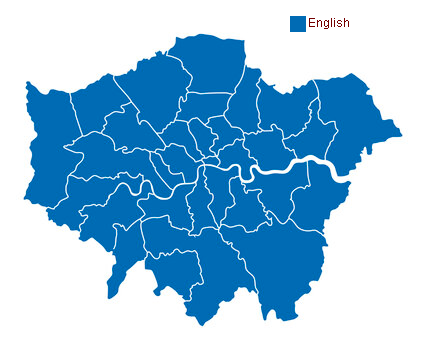 What is the most spoken language in each London borough?