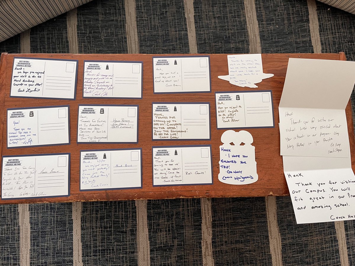 Thank you <a href="/NavyFB/">Navy Football</a> for the personal notes. Really mean a lot! Can’t wait to be back up there!
<a href="/_CoachNew/">🇺🇸 Brian Newberry ⚓️</a> 
<a href="/Jay_Guillermo57/">Coach Jay Guillermo</a> 
<a href="/GreenRB21/">R.B. Green</a> 
<a href="/Drew_Cronic/">Coach Cronic @ Navy</a> 
<a href="/PJVolker/">🇺🇸PJ Volker⚓️</a> 
<a href="/CoachRickyBrown/">Ricky Brown</a> 
<a href="/D_WallCoach/">Jerrick Hall</a> 
<a href="/CoachCole828/">David A. Cole</a> 
<a href="/CoachIvinJasper/">Ivin Jasper</a> 
<a href="/CoachLaurendine/">Tommy Laurendine</a> 
<a href="/coachvaa/">Va’a Niumatalolo</a> 
<a href="/NavyCoachYo/">Mick Yokitis</a>