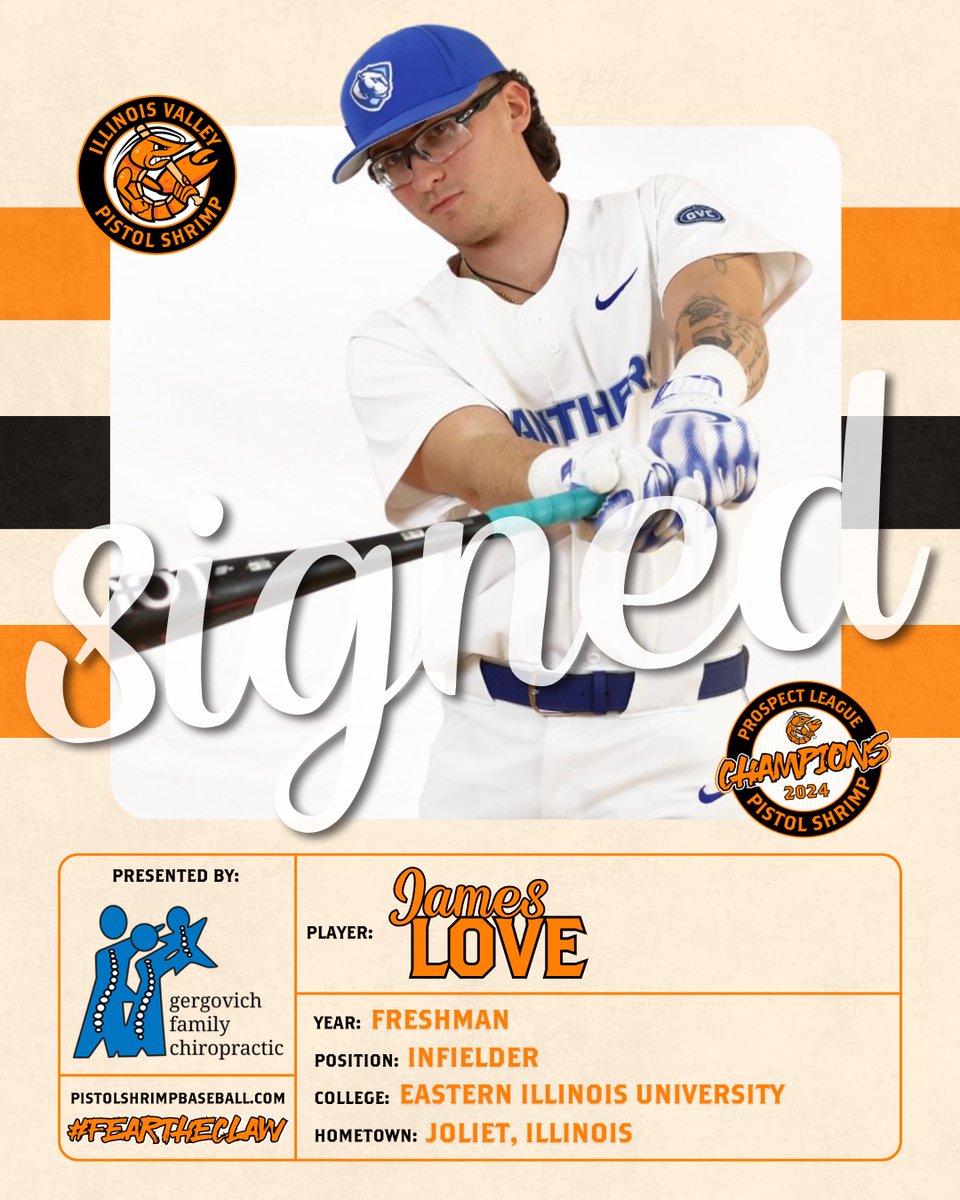 Signed: 𝑱𝒂𝒎𝒆𝒔 𝑳𝒐𝒗𝒆! #FearTheClaw

𝐂𝐨𝐥𝐥𝐞𝐠𝐞: <a href="/EIU_Baseball/">EIU Baseball</a>
𝟐𝐧𝐝 𝐒𝐩𝐨𝐫𝐭: Football
𝐇𝐨𝐥𝐢𝐝𝐚𝐲: 4th of July
𝐓𝐡𝐞𝐦𝐞 𝐍𝐢𝐠𝐡𝐭: Country Night

𝑷𝒓𝒆𝒔𝒆𝒏𝒕𝒆𝒅 𝑩𝒚: Gergovich Family Chiropractic