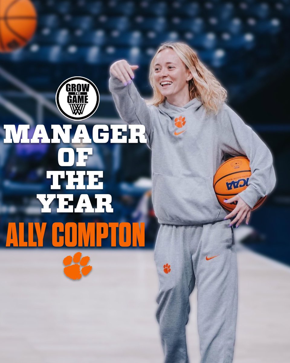 Grow the Game (@gtghoops) on Twitter photo Introducing your 2025 Grow The Game Women’s Manager of the Year
Clemson’s Finest.
Ally Compton
<a href="/AllyCompton2/">Ally Compton</a> Introducing your 2025 Grow The Game Women’s Manager of the Year
Clemson’s Finest.
Ally Compton
<a href="/AllyCompton2/">Ally Compton</a>