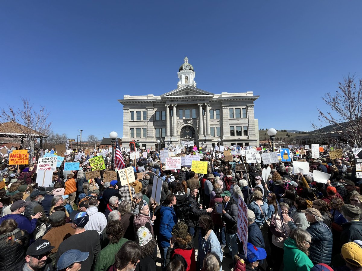 Sally Mauk (@sallymauk) on Twitter photo Crowd in the thousands turned out for Hands Off rally in Missoula - filling the courthouse lawn to overflowing.
<a href="/mtpublicradio/">Montana Public Radio</a> <a href="/MTPol/">Montana Politics</a> Crowd in the thousands turned out for Hands Off rally in Missoula - filling the courthouse lawn to overflowing.
<a href="/mtpublicradio/">Montana Public Radio</a> <a href="/MTPol/">Montana Politics</a>