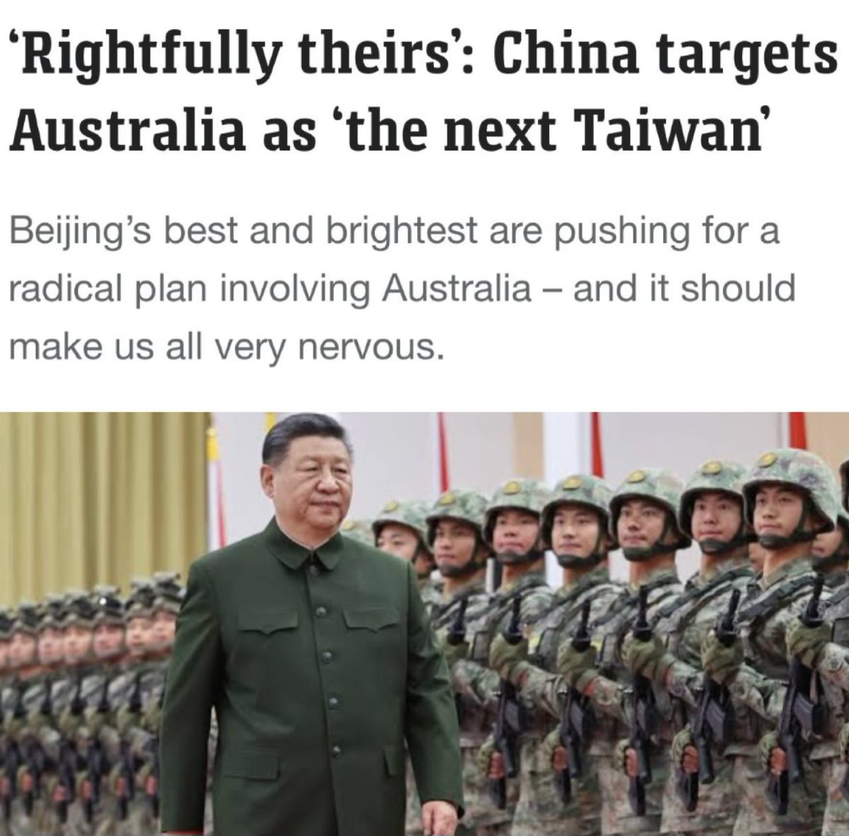 TruthFairy131's tweet image. On social media platforms China has began openly declaring Chinese sovereignty over the Australian mainland – a claim that, disturbingly, gained more than 20 million hits.

“If barbarians (Westerners) can go there, why can’t we?” 

“The ancient Chinese Empire once went there.…