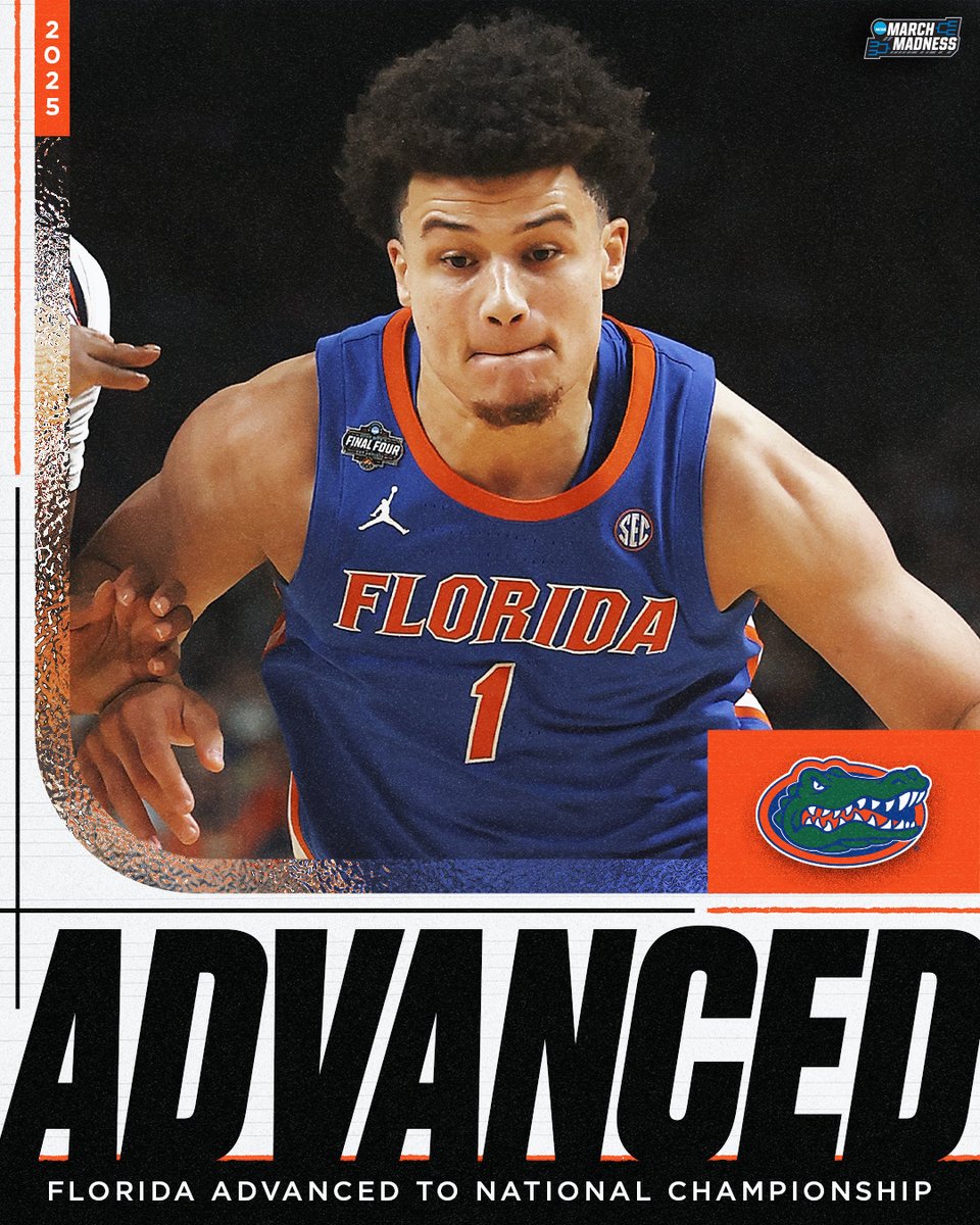 MarchMadnessMBB's tweet image. (1) FLORIDA WILL PLAY FOR A #NATIONALCHAMPIONSHIP 🙌

The Gators down (1) Auburn 79-73 to advance to the title game 🐊 #MarchMadness