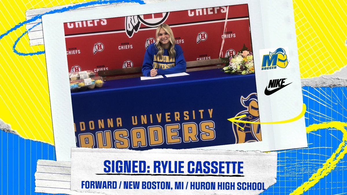 MUCrusadersWSOC's tweet image. SIGNING ALERT:
Welcome to Madonna University, Rylie Cassette!!
A forward hailing from New Boston, Michigan; Rylie joins us with extensive playing experience at Huron High School and the Huron Spitfire.