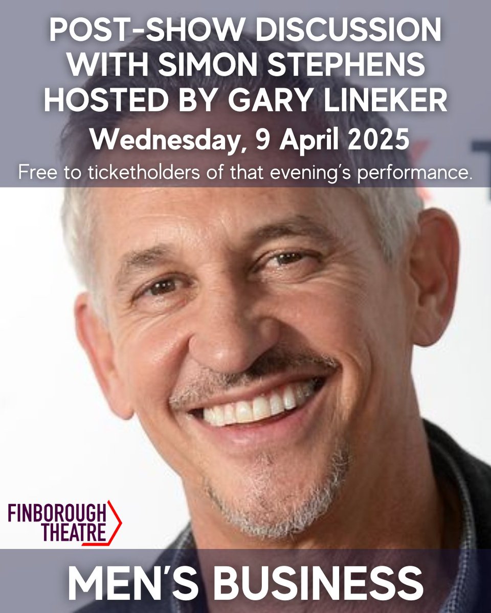 Finborough Theatre (@finborough) on Twitter photo There are still tickets available for April 9th's performance of <a href="/mensbusinessx/">Men's Business</a> which includes a post-show discussion hosted by the wonderful <a href="/GaryLineker/">Gary Lineker</a> with playwright Simon Stephens and the cast!
Don't miss it... Get tickets here: zurl.co/pWrUx There are still tickets available for April 9th's performance of <a href="/mensbusinessx/">Men's Business</a> which includes a post-show discussion hosted by the wonderful <a href="/GaryLineker/">Gary Lineker</a> with playwright Simon Stephens and the cast!
Don't miss it... Get tickets here: zurl.co/pWrUx