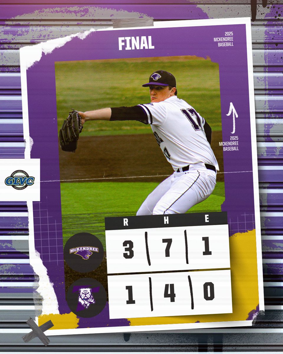 ⚾Game 1 final from Kirksville! <a href="/McKendree_BSBL/">McKendree University Baseball</a> gets a complete game, 8 inning performance from Trey Cole. He struck out 6, allowed a walk and 4 hits!🐾

Game 2 begins in about 30 minutes!

#BearcatsUnleashed #GLVCbase