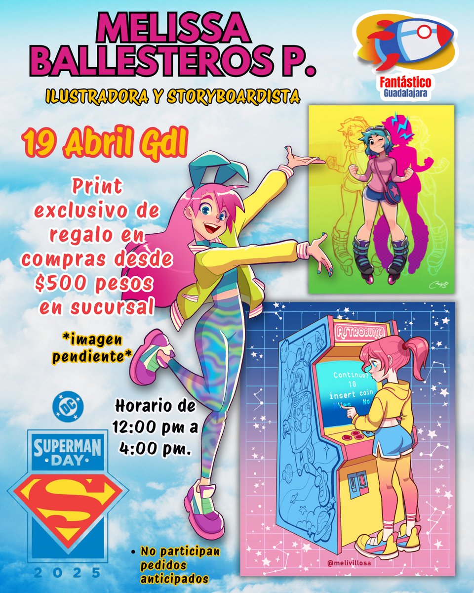 Fantástico Guadalajara 🚀 (@fantasticogdl) on Twitter photo ¡Super invitada para Superman Day 2025!
<a href="/melivillosa/">Melissa Ballesteros</a>
Ilustradora y storyboardista jalisciense que ha trabajado en series animadas tanto mexicanas como estadounidenses y canadienses.
Entre sus proyectos destacan
Los Ositos Cariñositos
Las Leyendas de Netflix
Butterbean's Café. ¡Super invitada para Superman Day 2025!
<a href="/melivillosa/">Melissa Ballesteros</a>
Ilustradora y storyboardista jalisciense que ha trabajado en series animadas tanto mexicanas como estadounidenses y canadienses.
Entre sus proyectos destacan
Los Ositos Cariñositos
Las Leyendas de Netflix
Butterbean's Café.