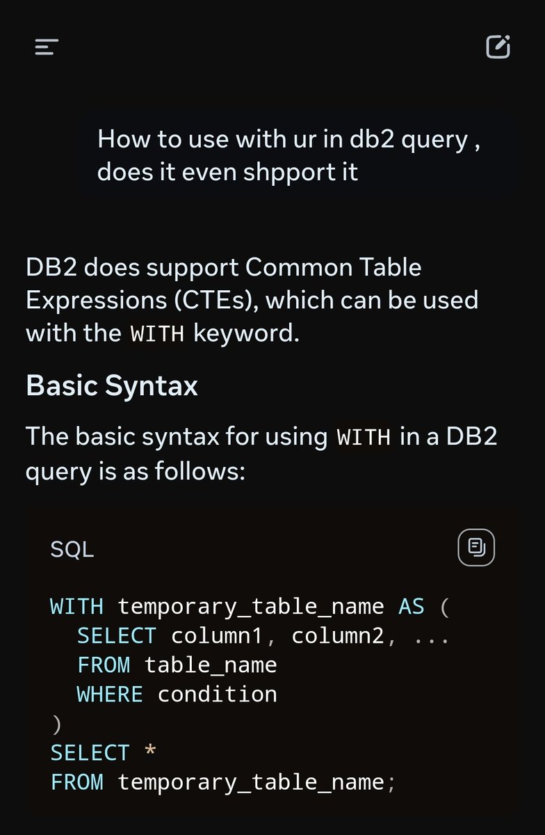 TheExplorerecho's tweet image. "Meta’s Llama 4: ‘Open source’? More like open weight—code & data stay locked. Plus, it flunks basic DB2 SQL—WITH UR becomes CTEs? AI genius or overhyped cake with no recipe? Let’s call out the bluff! #AI #OpenSourceBluff #SQLFail"
