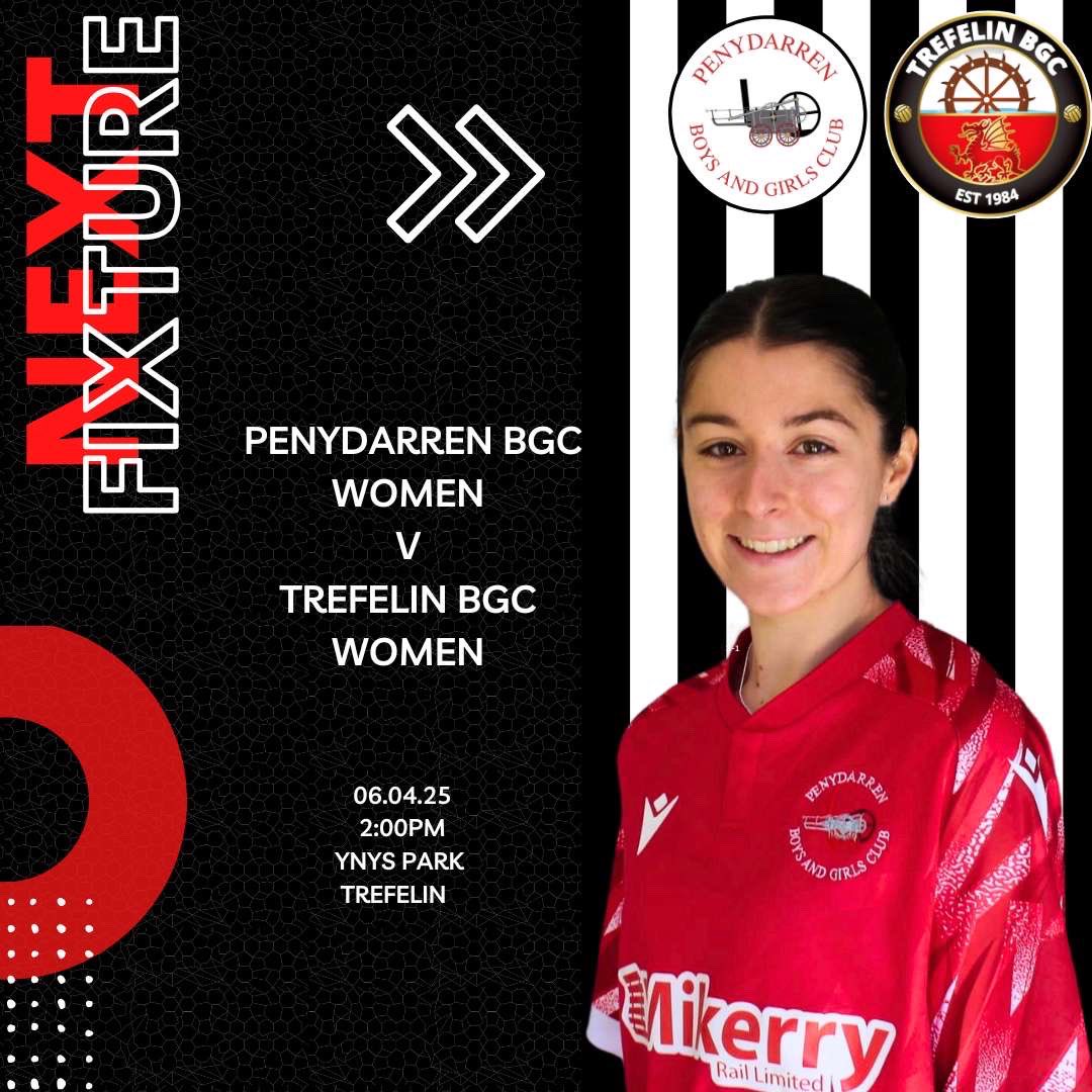 | FIXTURE ALERT🚨

It’s cup weekend!! This week we take on @trefelinbgcwomen I’m the quarter-final of the Alan Evans Cup!

Come along and support the ladies #UppaPen 🚂⚪️⚫️

🆚Trefelin BGC Women
⏰2:00pm
📍Ynys Parc 
🗓️6/4//2025
🏆Alan Evans Women’s Cup