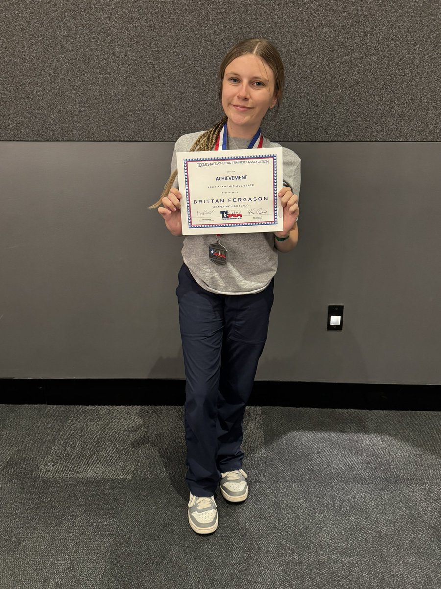 GrapevineAT's tweet image. Congratulations to senior Brittan Fergason for being named to @TSATA_Official Academic All State!