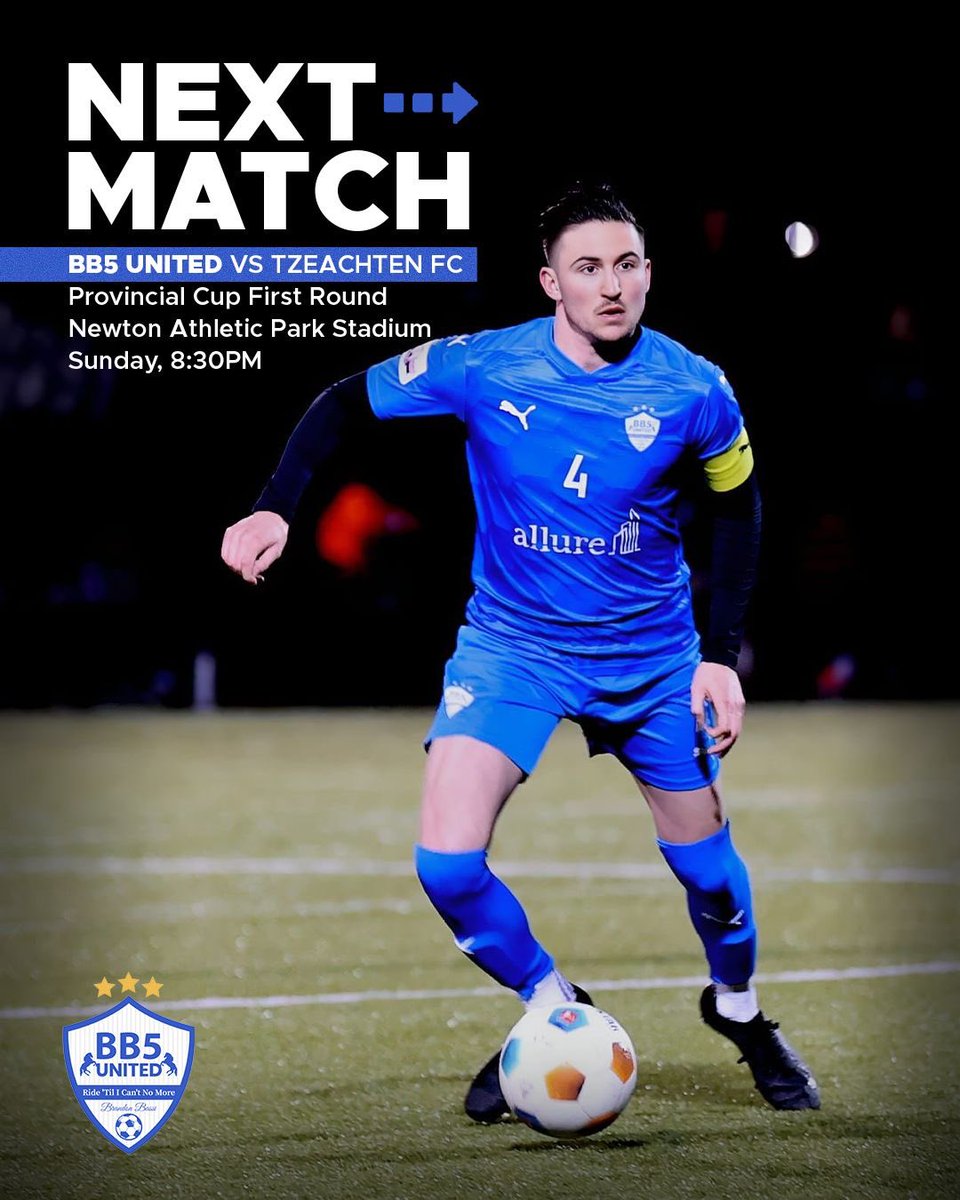 BB5UNITED's tweet photo. Provincial Cup Time!!
Sunday Night Lights at Newton this week as we take on Tzeachten FC on the Stadium Turf with kickoff at 8:30pm!
#darkness #unitedwestand #goodfellas #winning #soldyoursoul #BB5 #youngking #dedicatedtoBrandon #vmsl #vmslisback https://t.co/TAkkUFbk6U