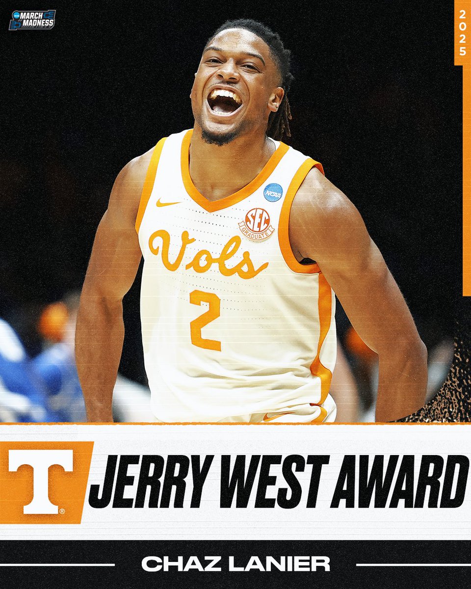 NCAA March Madness (@marchmadnessmbb) on Twitter photo Chaz Lanier takes Shooting Guard of the Year 🎯
The <a href="/Vol_Hoops/">Tennessee Basketball</a> guard is your #WestAward winner 🏆 Chaz Lanier takes Shooting Guard of the Year 🎯
The <a href="/Vol_Hoops/">Tennessee Basketball</a> guard is your #WestAward winner 🏆