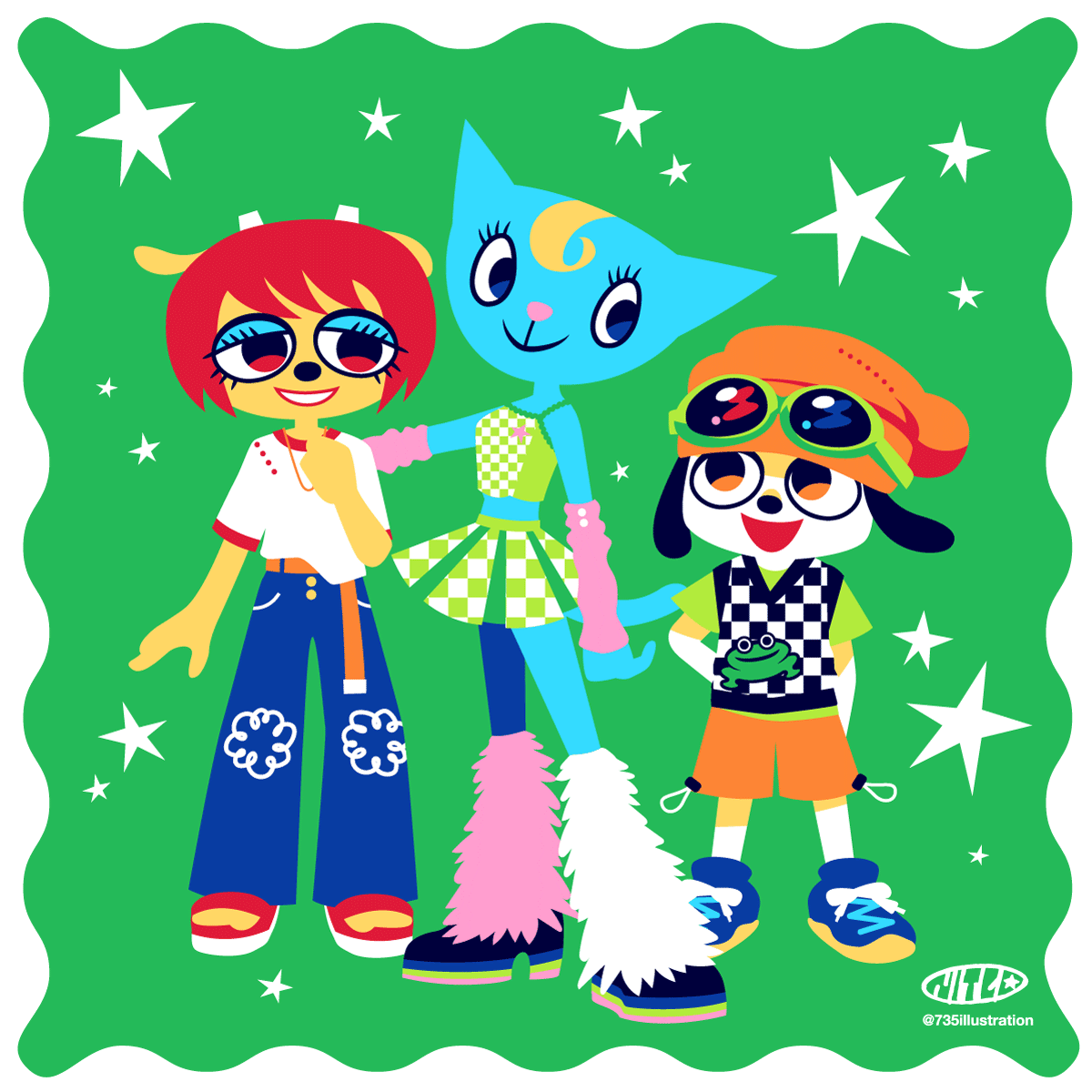 735illustration's tweet image. Y2K vibes are in my mind!!!
#UmJammerLammy 
#ParappatheRapper