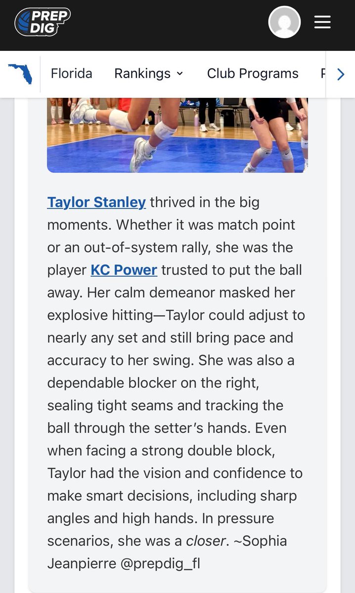 Thank you to Sophia <a href="/PrepDigFL/">Prep Dig Florida</a> for watching <a href="/kcpowervb/">KC Power Volleyball</a> play in Indy and for the kind words!!! So proud of how we competed in gold at #MEQ and started  6-0!!!