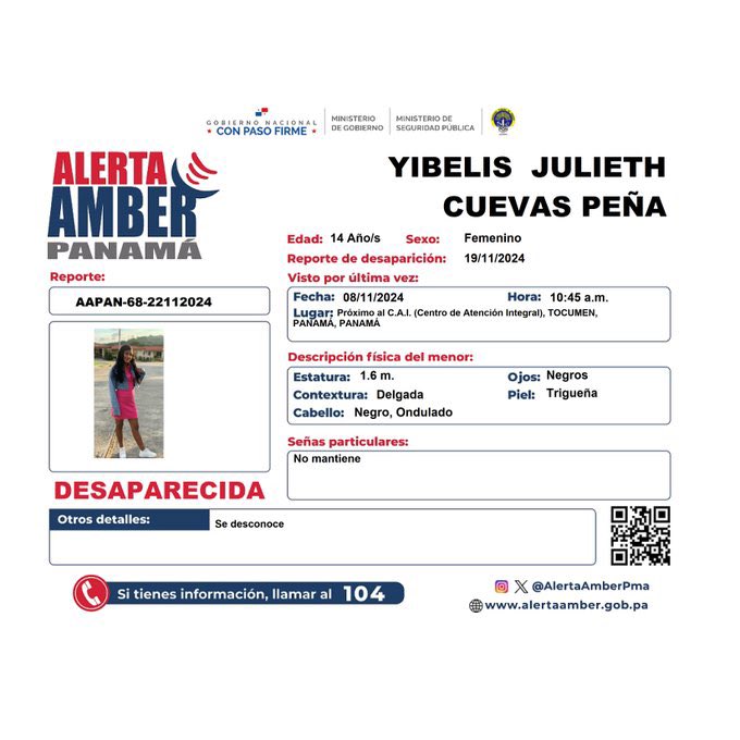 La menor Julie Cuevas Peña, de 14 años, fue encontrada en Nicaragua tras haber sido reportada como desaparecida en Panamá. ¿Cómo cruzó fronteras sin ser detectada? ¿Quién está detrás? Nuestra niñez está en riesgo.  

#NiñezEnRiesgo #JulieCuevas #DóndeEstánLosNiños #AlertaNiñez