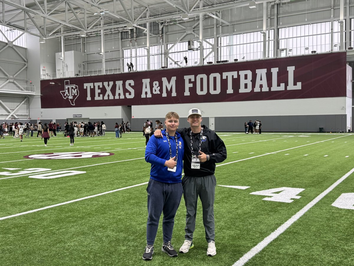 Hayden Waller (@haywall2027) on Twitter photo Had a blast watching <a href="/CoachBateman/">Jay Bateman</a> coach up the <a href="/AggieFootball/">Texas A&M Football</a> LB group today. I learned a lot during their individual drills. Thanks again to <a href="/Thamannjr/">Coach Mann M.Ed.</a> for the invitation.
#GigEm
<a href="/WaylonW50/">Waylon Winfrey C/O 2027</a> <a href="/BDPRecruiting/">Bryan Payton</a> <a href="/Recruit_DFW/">RecruitDFW</a> <a href="/Youngbullz22/">#YoungBullz Training & Recruitment</a> <a href="/AggiesRecruitEx/">Aggies Recruiting</a> <a href="/RecruitBrockFB/">RecruitBrockFB</a> Had a blast watching <a href="/CoachBateman/">Jay Bateman</a> coach up the <a href="/AggieFootball/">Texas A&M Football</a> LB group today. I learned a lot during their individual drills. Thanks again to <a href="/Thamannjr/">Coach Mann M.Ed.</a> for the invitation.
#GigEm
<a href="/WaylonW50/">Waylon Winfrey C/O 2027</a> <a href="/BDPRecruiting/">Bryan Payton</a> <a href="/Recruit_DFW/">RecruitDFW</a> <a href="/Youngbullz22/">#YoungBullz Training & Recruitment</a> <a href="/AggiesRecruitEx/">Aggies Recruiting</a> <a href="/RecruitBrockFB/">RecruitBrockFB</a>