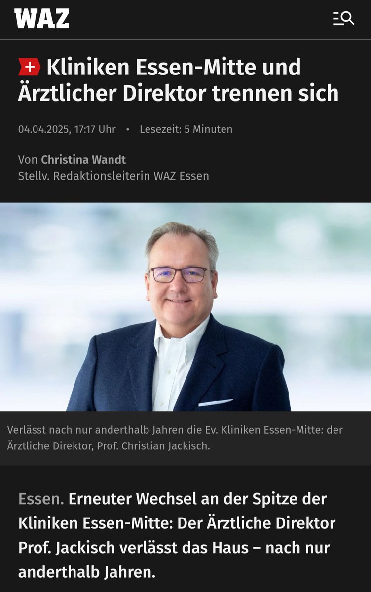 Nächste Ärztlicher Direktor ...
Uni Essen trennt sich