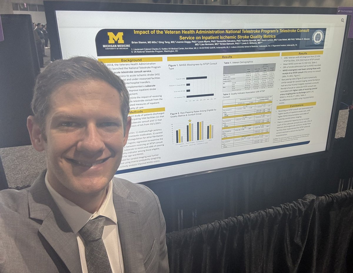Brian Stamm, MD MSc (@brainstamm) on Twitter photo Thankful for the opportunity to share our recent work with the VA National Telestroke Program (NTSP) #AANAM <a href="/AANmember/">American Academy of Neurology</a>. We found that receipt of a VA NTSP consult was associated with higher quality of inpatient stroke care for Veterans. <a href="/UMneurosciences/">UMichNeurosciences</a> Thankful for the opportunity to share our recent work with the VA National Telestroke Program (NTSP) #AANAM <a href="/AANmember/">American Academy of Neurology</a>. We found that receipt of a VA NTSP consult was associated with higher quality of inpatient stroke care for Veterans. <a href="/UMneurosciences/">UMichNeurosciences</a>