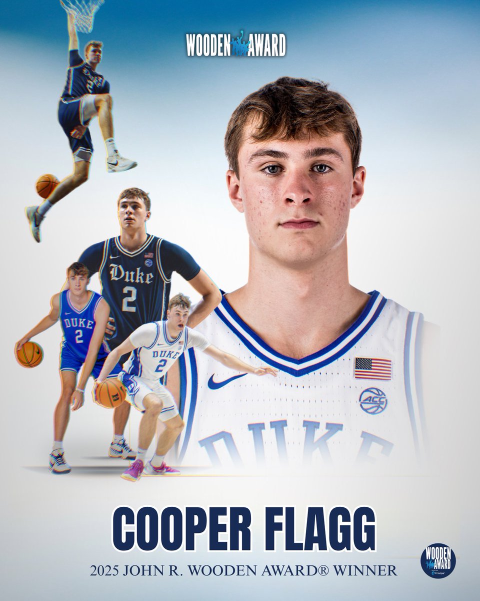 John R. Wooden Award (@woodenaward) on Twitter photo <a href="/DukeMBB/">Duke Men’s Basketball</a> freshman Cooper Flagg has been named the 2025 John R. Wooden Award® winner, presented by @Principal
The live “John R. Wooden Awards Show presented by Principal” will stream on ESPN+ on Friday, April 11 at 8 p.m. EDT / 5 p.m. PDT.
<a href="/Cooper_Flagg/">Cooper Flagg</a> <a href="/DukeMBB/">Duke Men’s Basketball</a> freshman Cooper Flagg has been named the 2025 John R. Wooden Award® winner, presented by @Principal
The live “John R. Wooden Awards Show presented by Principal” will stream on ESPN+ on Friday, April 11 at 8 p.m. EDT / 5 p.m. PDT.
<a href="/Cooper_Flagg/">Cooper Flagg</a>