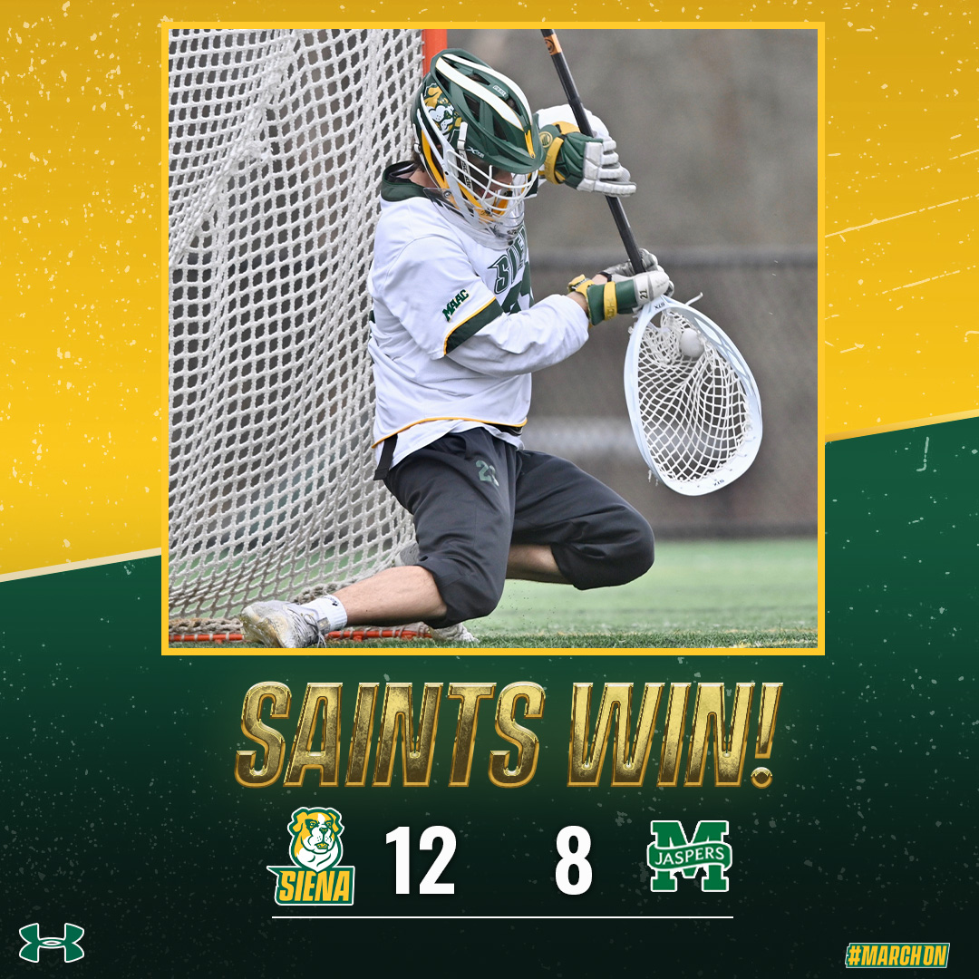 Four Sure!  

#SienaSaints win their fourth straight <a href="/MAACSports/">MAACSports</a> game

✅ McCarthy ties career-high with six ast, 2 CTs
✅ Arcuri 10 saves (.556 save percentage)
✅ Hufnagel three goals, one ast
✅ Banek 12-22 FO, 8 GBs

#MarchOn