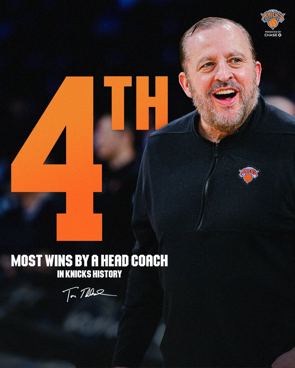 Continue to lead the way, Coach!

Congrats Coach Thibs, on becoming the 4th winningest coach in Knicks history 👏