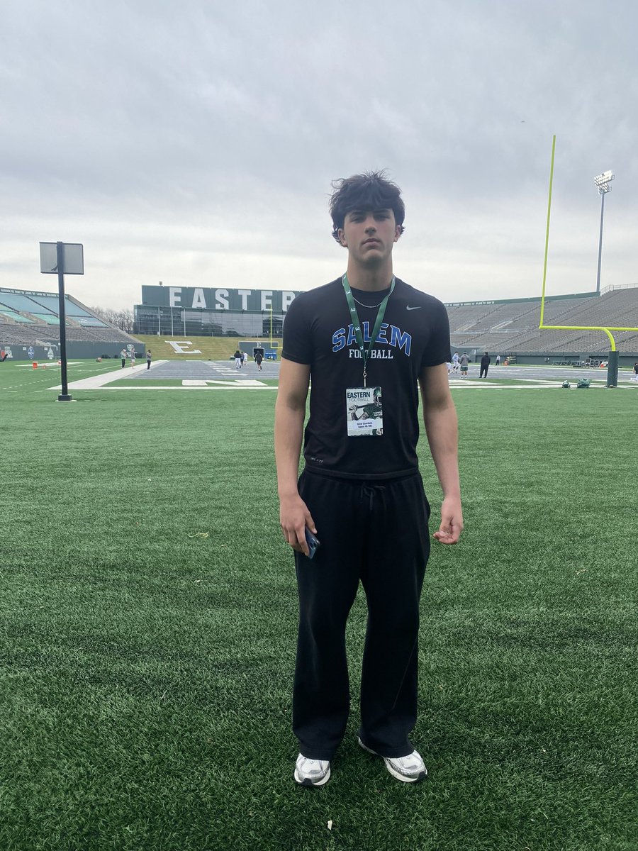 Drew Eisenbeis TE 26’ (@drew_eisenbeis) on Twitter photo Had an amazing time at Eastern Michigan yesterday! Thanks to all the coaches for a great visit.
<a href="/Coach80Cj/">Chris Chestnut</a> <a href="/Coach_Creighton/">Chris Creighton</a> <a href="/CoachOmli/">Tate Omli</a> <a href="/EMUFB/">Eastern Michigan Football</a> <a href="/QBCoachScheffer/">Chris Scheffer</a> <a href="/RocksFootball1/">Salem Rocks Football</a> Had an amazing time at Eastern Michigan yesterday! Thanks to all the coaches for a great visit.
<a href="/Coach80Cj/">Chris Chestnut</a> <a href="/Coach_Creighton/">Chris Creighton</a> <a href="/CoachOmli/">Tate Omli</a> <a href="/EMUFB/">Eastern Michigan Football</a> <a href="/QBCoachScheffer/">Chris Scheffer</a> <a href="/RocksFootball1/">Salem Rocks Football</a>