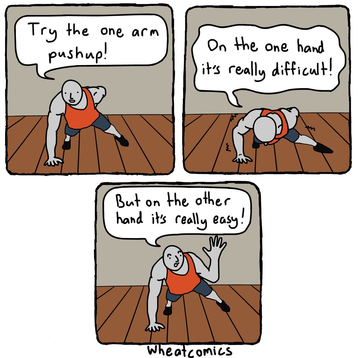 WheatComics's tweet photo. One hand: Look Ma No Hands! https://t.co/hYb0arXLpP