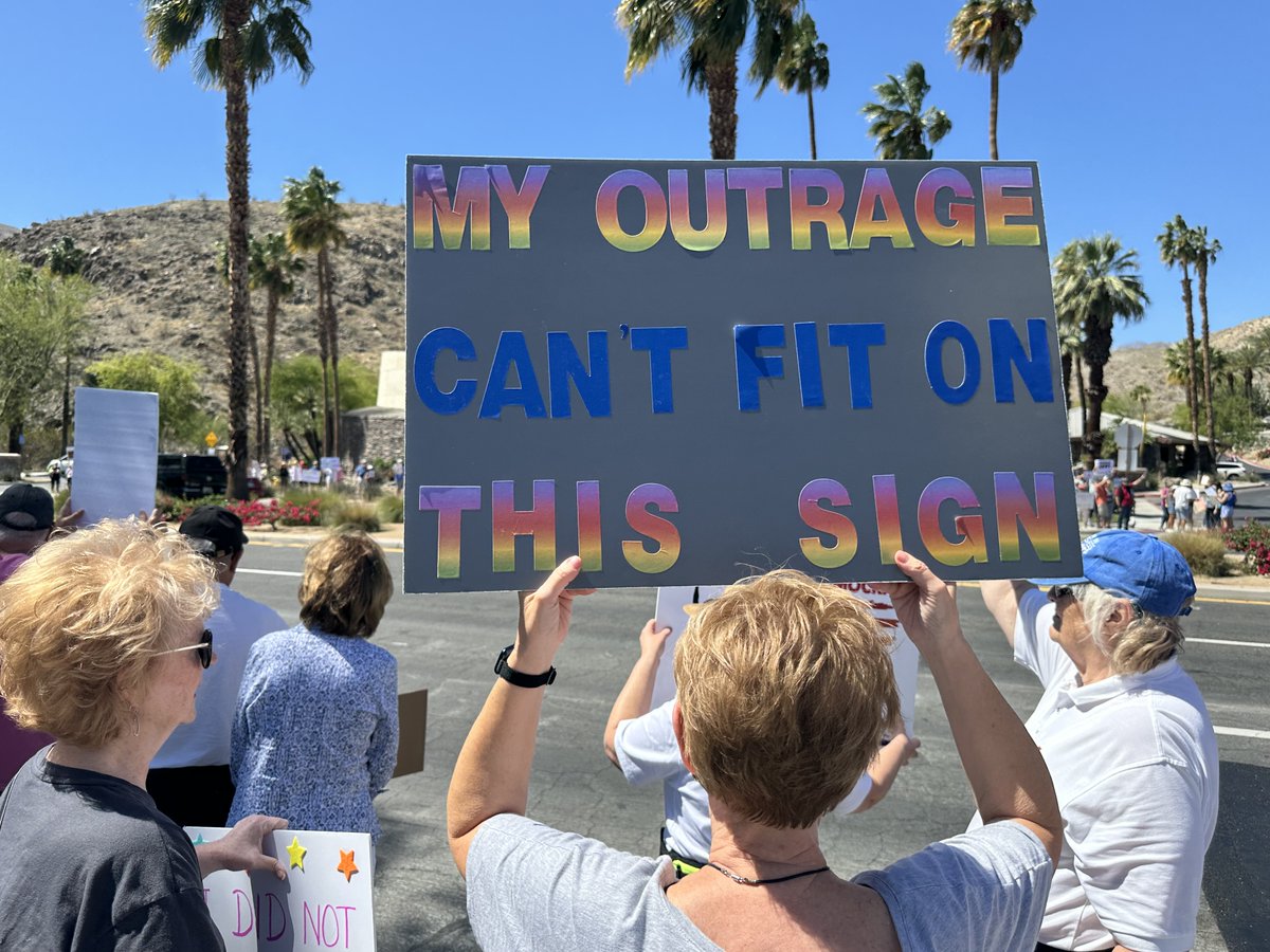 PJAdams10's tweet photo. #Hands Off Rally today in Rancho Mirage CA https://t.co/c4KArfpHKJ