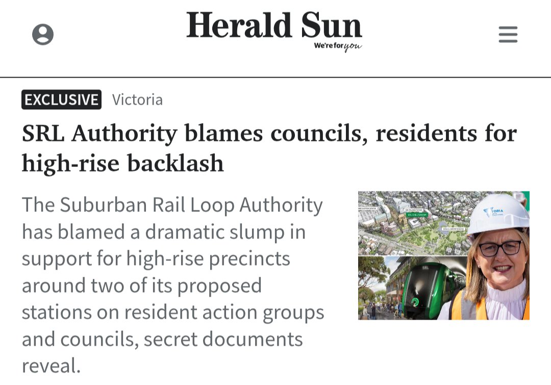 Residents in Cheltenham and Box Hill don't even support the SRL anymore. Premier Jacinta Allan is one of the few left in Victoria still supporting this vanity project.

heraldsun.com.au/news/victoria/…
