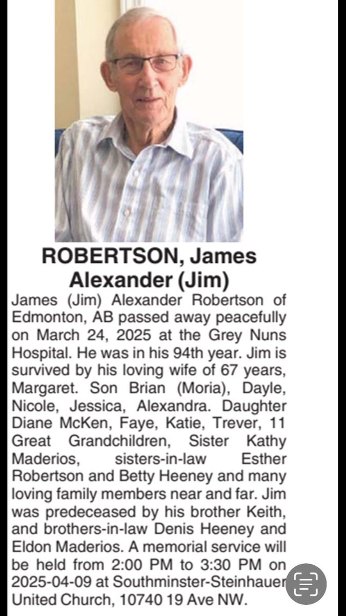 I was saddened to learn of the passing of Dr Jim Robertson. The first two Soil Science courses I took 53 yrs ago at the U of A were from Jim.  He was an extraordinary professor! His influence changed my career directions!  He was a pioneer in the field of Soil Science in Alberta.