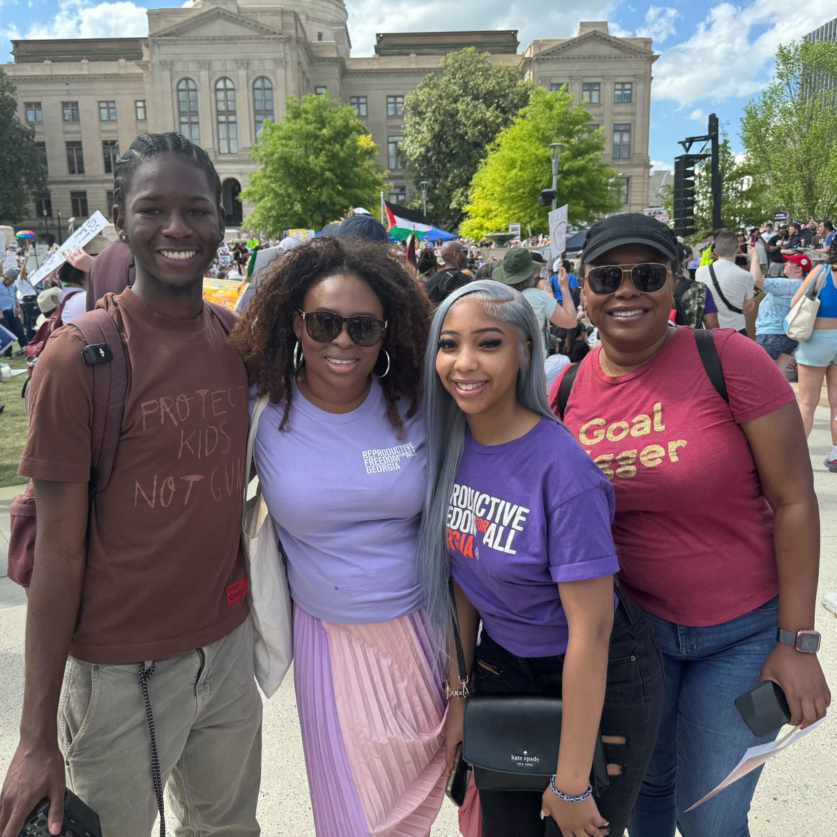 It's a beautiful day in Atlanta as we gather to stand up to Donald Trump and Elon Musk's attacks on our health care and our reproductive freedom! #handsoff