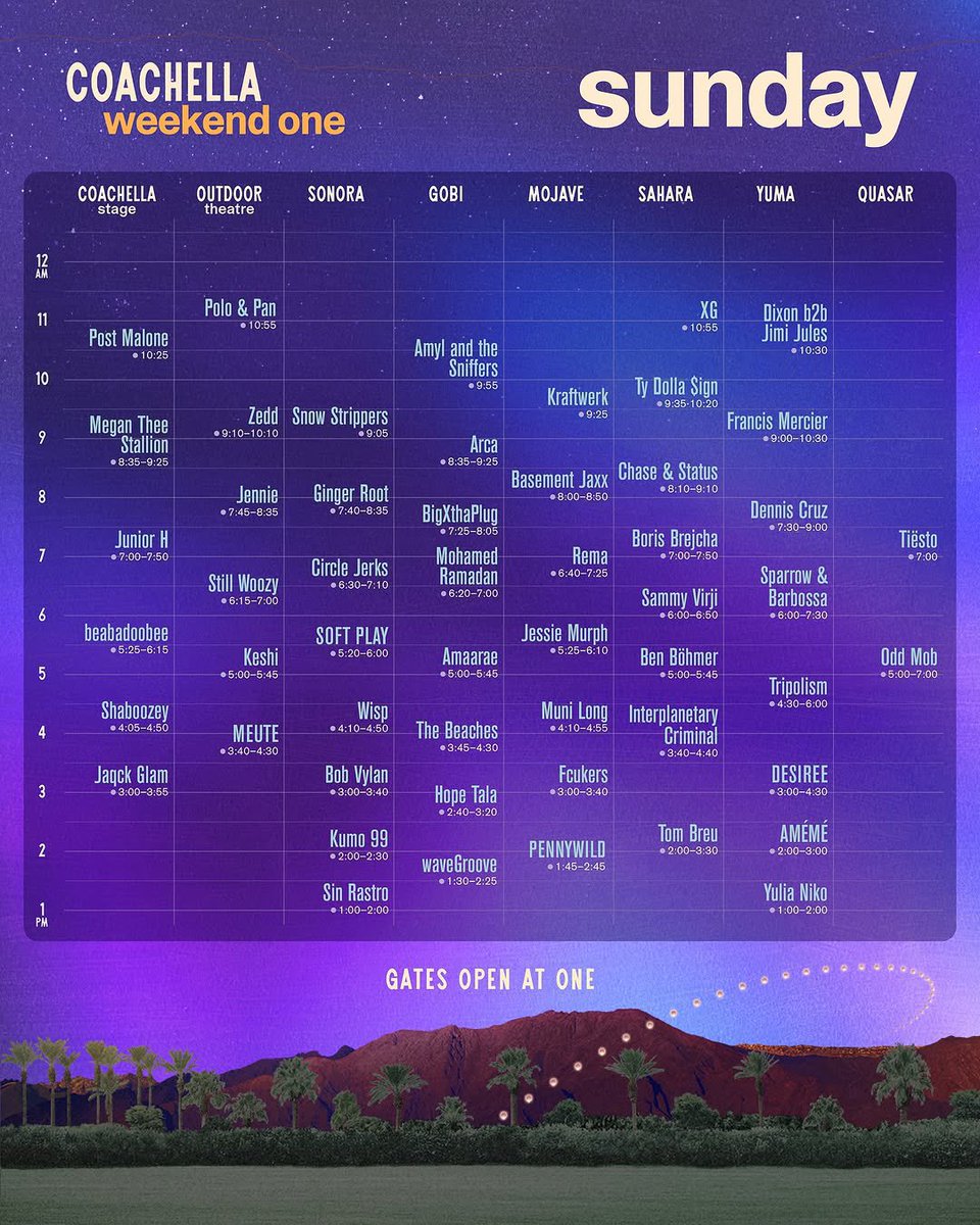 🚨BREAKING - #Coachella 2025 set times have dropped. 

Who are YOUR conflicts this year?