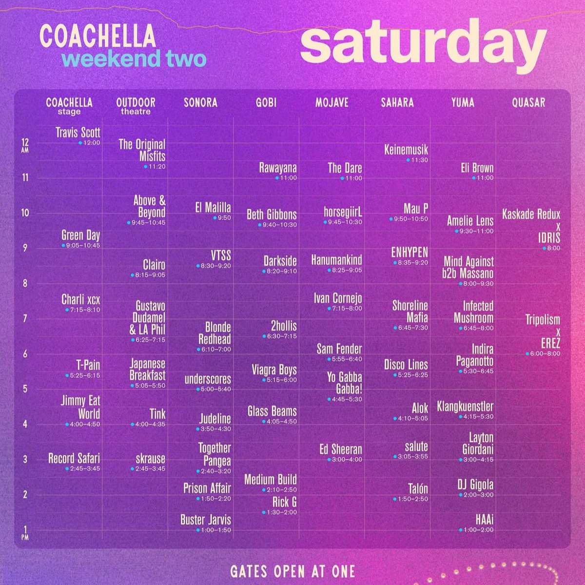 concertleaks's tweet photo. Coachella weekend two set times have been announced!

Ed Sheeran will now be performing on Saturday afternoon. https://t.co/DrKnfpZapO