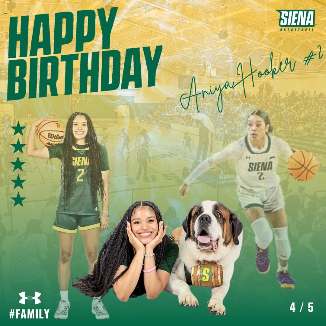 Siena Women’s Basketball (@siena_wbb) on Twitter photo 🎉Happy birthday <a href="/AniyaHooker/">Aniya Hooker</a> ! We hope you’ve had the best day 2️⃣ 🥳
#MarchOn x #Family 🤟 🎉Happy birthday <a href="/AniyaHooker/">Aniya Hooker</a> ! We hope you’ve had the best day 2️⃣ 🥳
#MarchOn x #Family 🤟