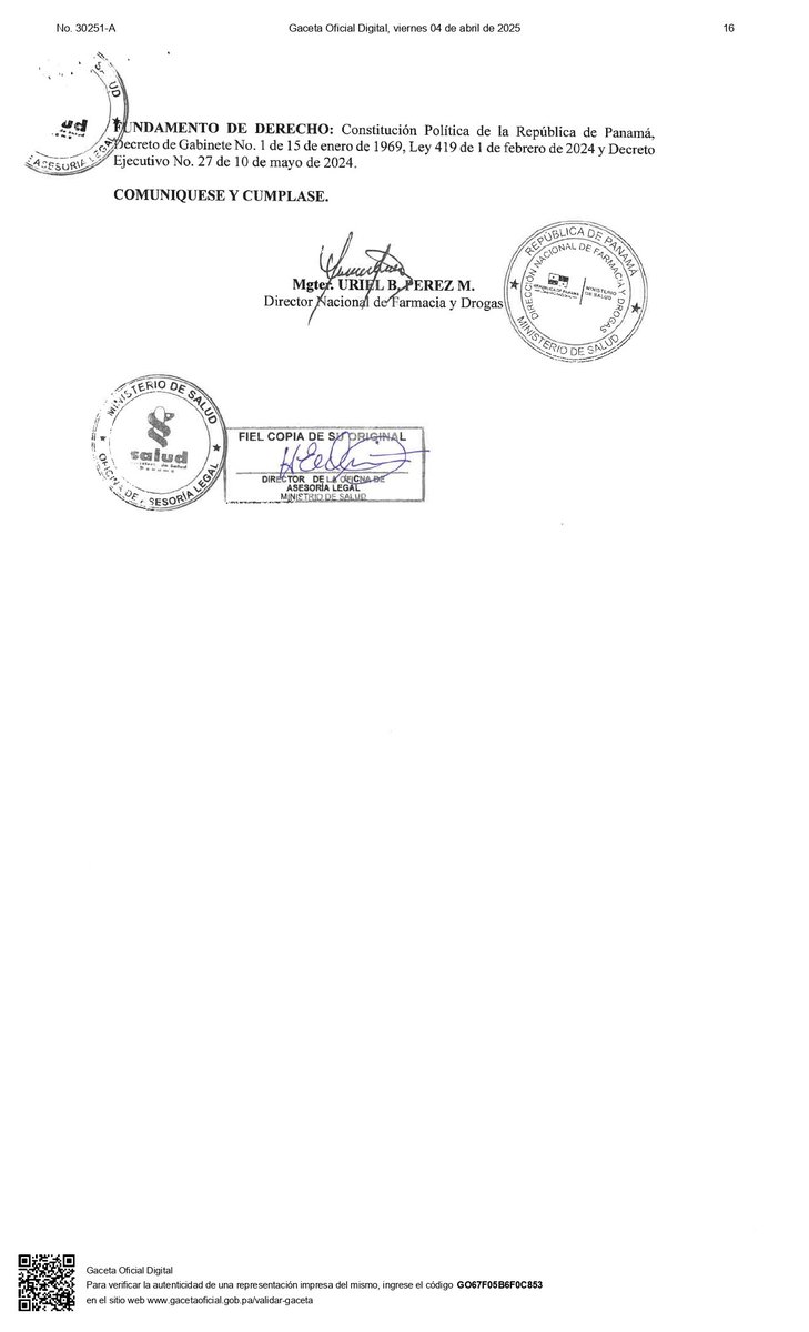 .<a href="/MINSAPma/">Ministerio de Salud de Panamá</a> ordenó la suspensión del Registro Sanitario y el uso de todos los medicamentos del fabricante Medifarma S.A. de Perú, así como el retiro inmediato de todos los lotes disponibles en el mercado.