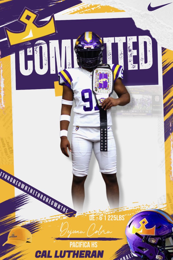 COMMITTED!!🟣🟡

<a href="/CoachCaseyBlum/">Coach Blum</a> <a href="/CLUCoachLugo/">Anthony Lugo</a> <a href="/CoachMeyer_/">Nick Meyer</a> <a href="/CLUFootball/">Kingsmen Football</a>