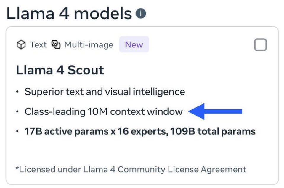petergyang's tweet image. LLAMA4 has 10M context window 😳

Why even RAG anymore?
