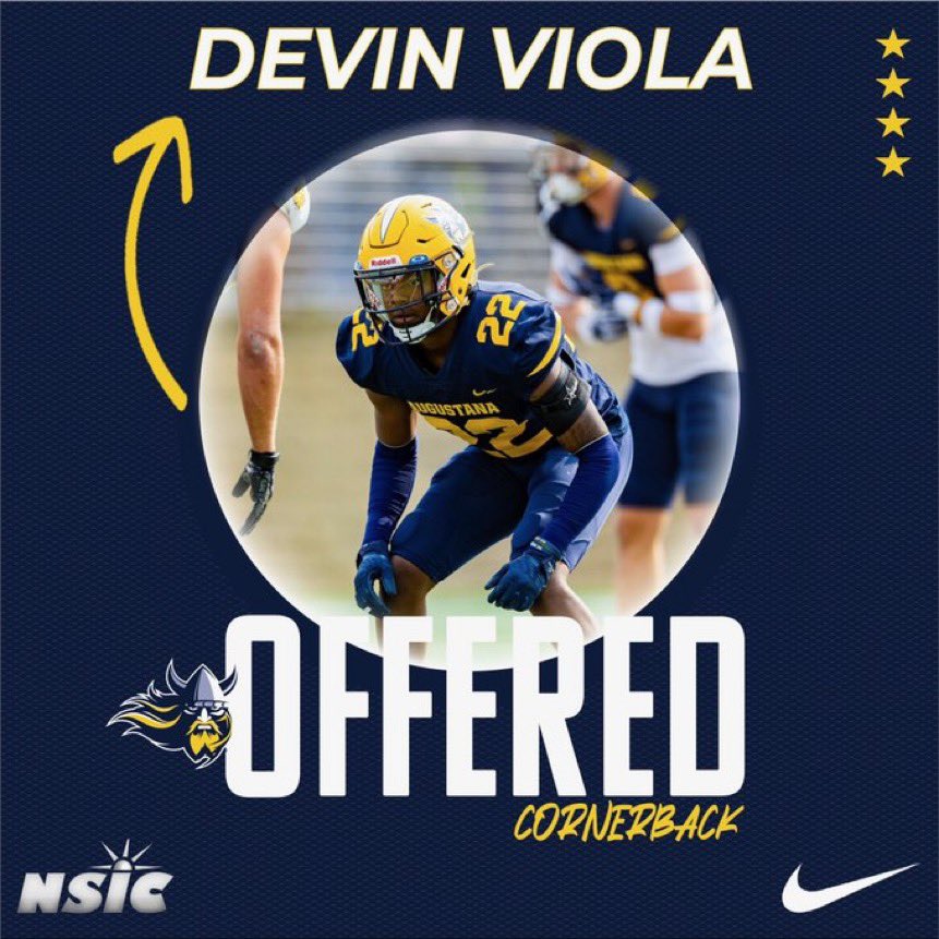 Devin Viola (@devin_viola17) on Twitter photo After a great junior day <a href="/AugieFB/">Augustana Football</a> and talk with coaches, I am blessed to say I have received my first D2 offer! Thank you <a href="/CoachOJ_/">Jerry Olszewski</a> for the opportunity. <a href="/CoachSipple/">Mark Sipple</a> After a great junior day <a href="/AugieFB/">Augustana Football</a> and talk with coaches, I am blessed to say I have received my first D2 offer! Thank you <a href="/CoachOJ_/">Jerry Olszewski</a> for the opportunity. <a href="/CoachSipple/">Mark Sipple</a>