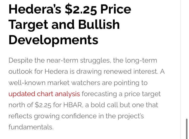 🚨 $HBAR Eyes $2.25 as Long-Term Price Target Amid Recovery Signs

@tronweekly reports to its 400,000+ Monthly Readers:

“Long-term optimism grows with a $2.25 price target and positive developments like an HBAR ETF and institutional inflows.”

“With the crypto market recovering,