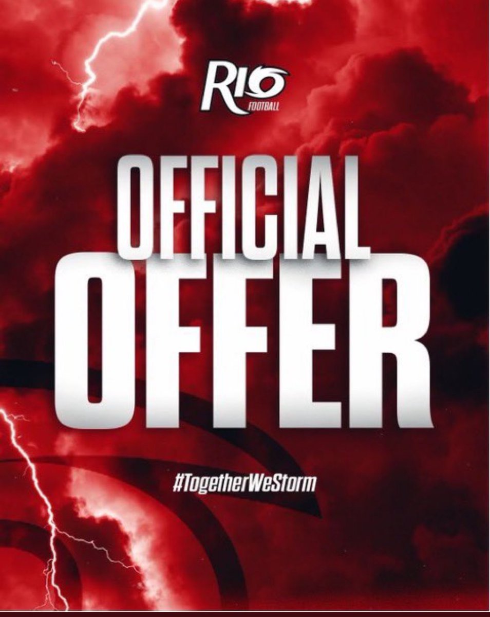AGTG I’m feeling thankful to receive another offer to play the sport I love! Thanks to <a href="/URGFootball/">RioFootball</a> and Coach Harmon <a href="/sjharmon22/">Coach Sammy Harmon</a> for believing in me!