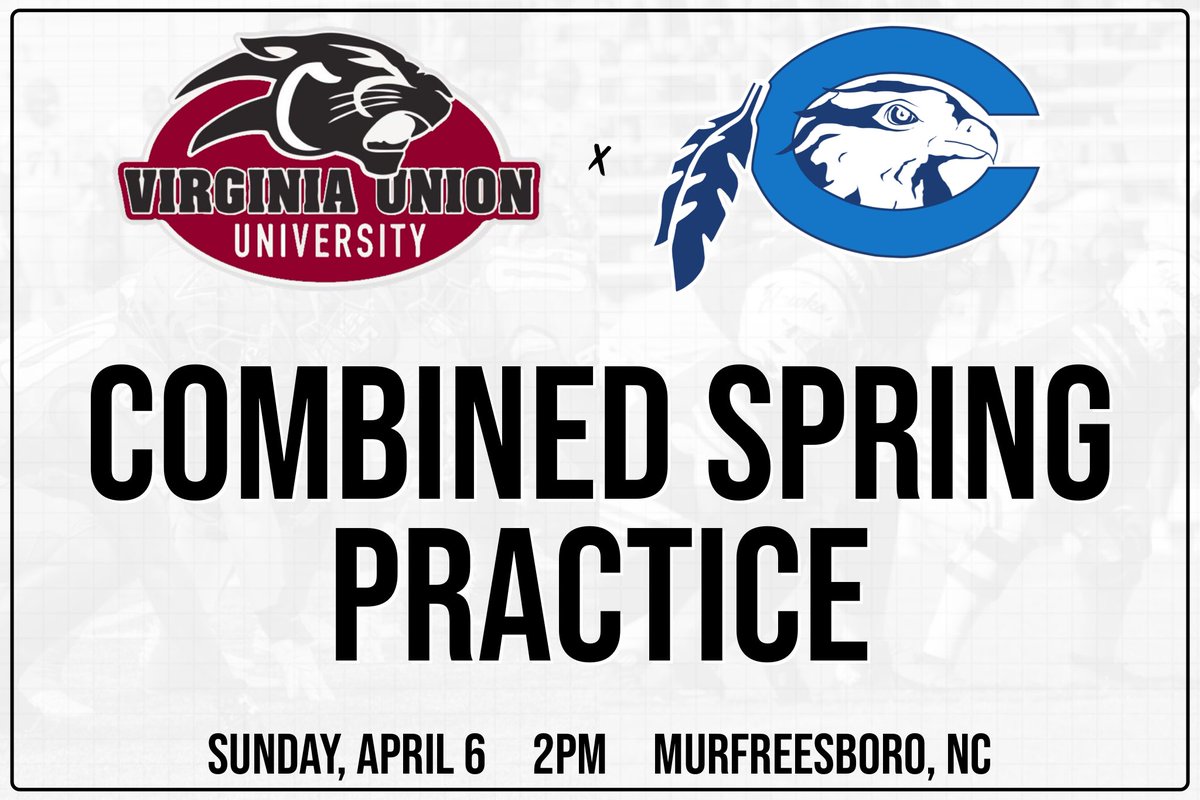 Virginia Union Univ Football 🏈 (@vuu_football) on Twitter photo Combined Spring Practice with the VUU Panthers and <a href="/chowanfootball/">Chowan Football</a> going down tomorrow in Murfreesboro at 2pm #PLAY411 Combined Spring Practice with the VUU Panthers and <a href="/chowanfootball/">Chowan Football</a> going down tomorrow in Murfreesboro at 2pm #PLAY411