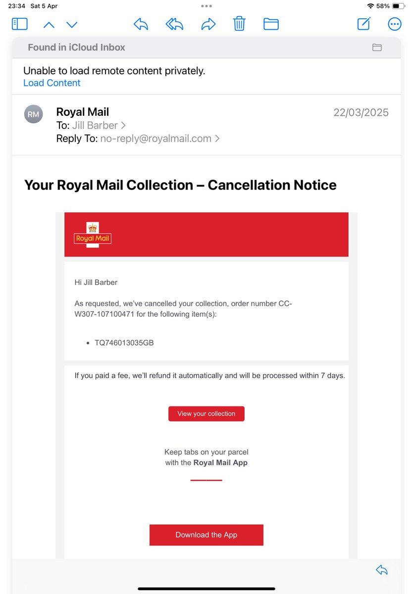 Still no refund ⁦@RoyalMailHelp⁩