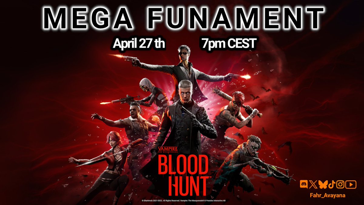 Fahr_Avayana's tweet photo. Celebrate Bloodhunt's 3rd anniversary with the MEGA FUNament - April 27th
🎖️46 Winners
🔢 Game modes
🧛participation reward
🎭Techno Demon giveaway
🎁Viewer giveaways
🍿Live on the Bloodhuntgame Twitch channel
Sign up here
https://t.co/g6FQX7nVBD
#Bloodhunt #Vampire #Birthday https://t.co/dNLfM9pjTf