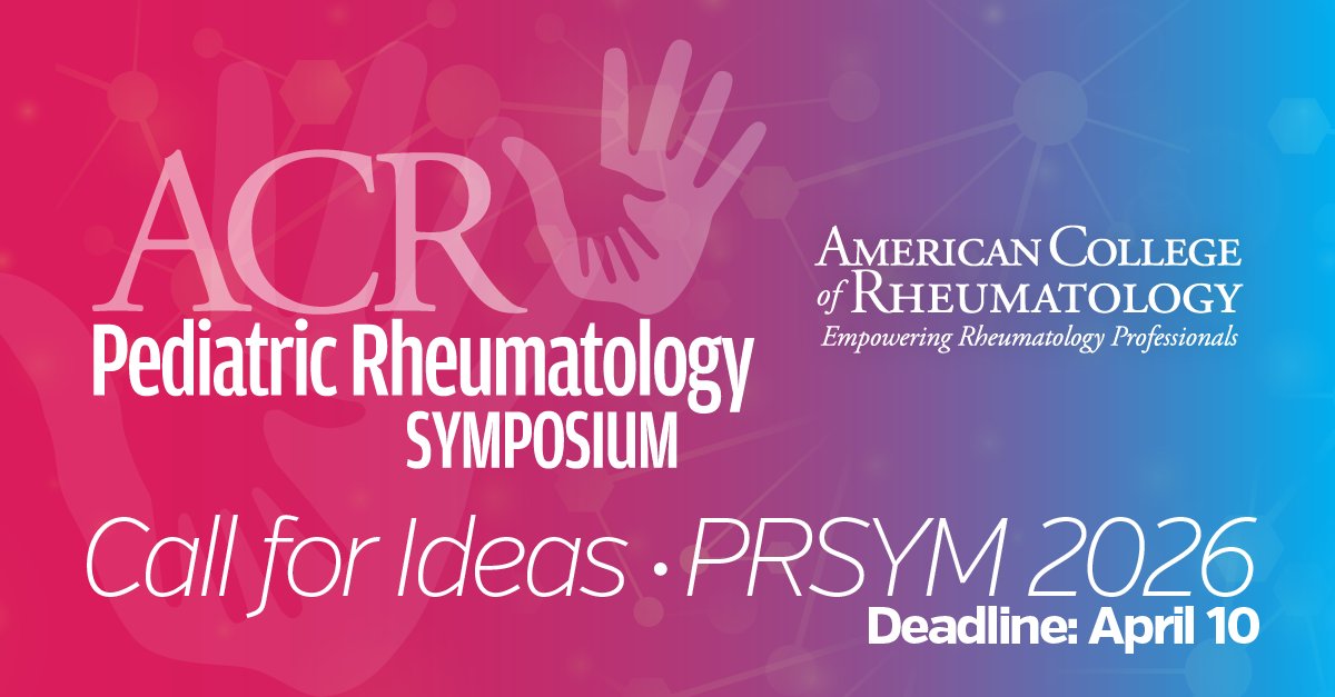 Share your ideas &amp; expertise at #PRSYM26 by submitting a session proposal. #PRSYM26 will address clinical innovation &amp; cutting-edge research in #pedsrheum. Proposals &amp; speaker suggestions due by April 10. Details → acr.tw/4jgKs73